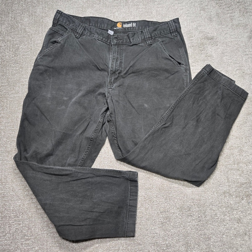 Carhartt Relaxed Fit Work Pants Mens 38x28 Charcoal Gray Canvas Utility Trousers